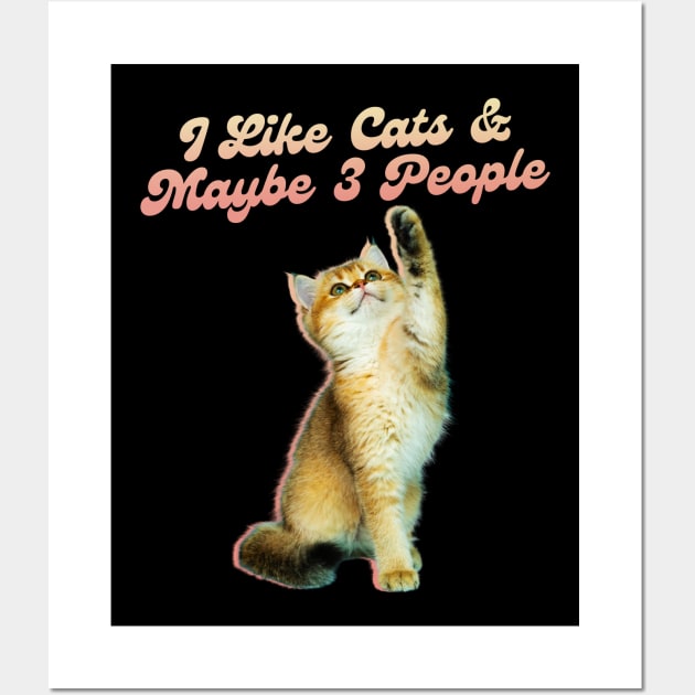 I Like Cats & Maybe 3 People Wall Art by TShirtHook